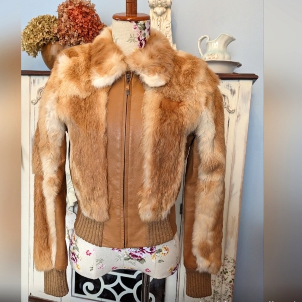 Real Rabbit Fur leather jacket